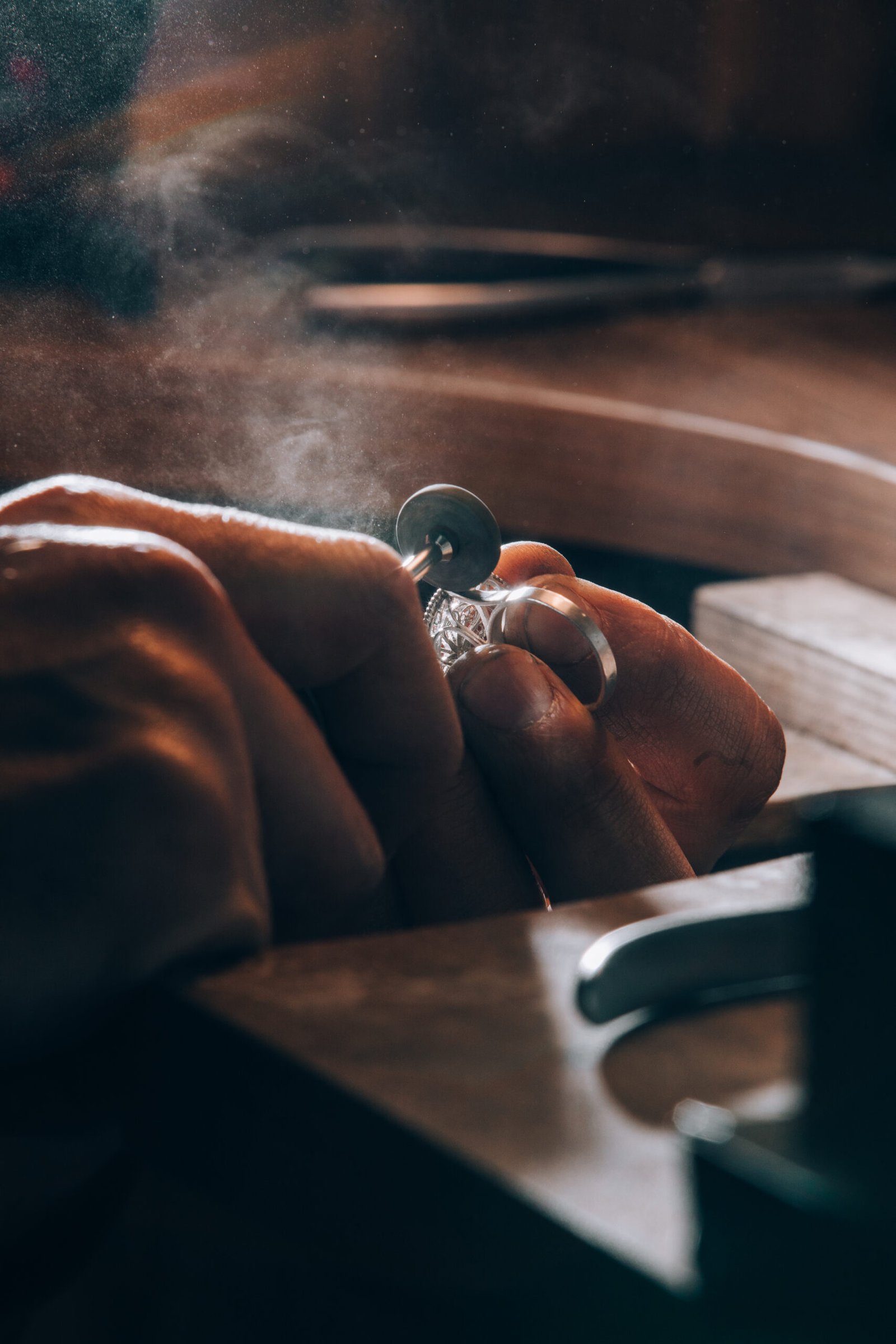 Peeling useless parts of a jewelry. High quality photo